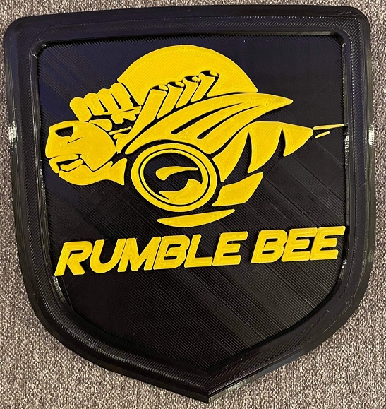 "Rumble Bee" 3D Printed Front Grille Shield Emblem Dodge Ram "Rumble Bee" 3D Printed Front Grille Shield Emblem Dodge Ram